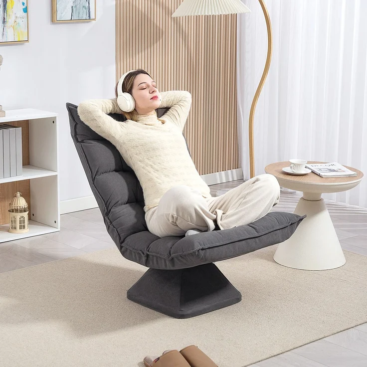 MELAYR, Relaxsessel Lesesessel, drehbar, 62 cm x 70 cm x 95 cm, Grau – Bild 3