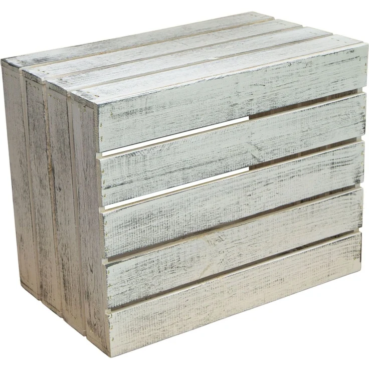 Kistenkolli Altes Land Allzweckkiste Obstkiste Johanna neu - Shabby weiß Weinkiste Apfelkiste Holzkiste (Spar-Set, 1er Set) – Bild 1