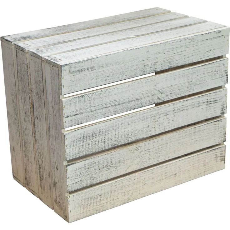Kistenkolli Altes Land Allzweckkiste Obstkiste Johanna neu - Shabby weiß Weinkiste Apfelkiste Holzkiste (Spar-Set, 1er Set)