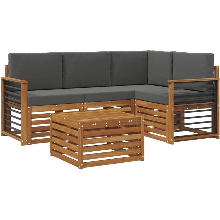 vidaXL Outdoor-Sofagarnitur 5 stk. 4-Sitzer Natur und Anthrazit 3374782 – Bild 2