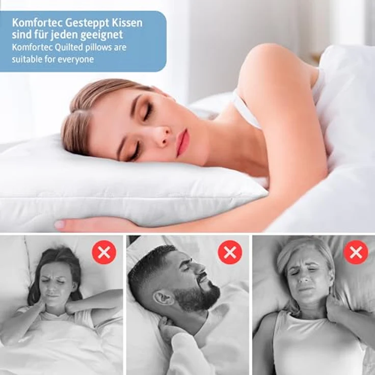Komfortec Kopfkissen 40x40 cm 2 er Set, Höhenverstellbar Gesteppt Kissen, Deko Kissen, Oeko-TEX Zertifiziert, Allergiker geeignet – Bild 4