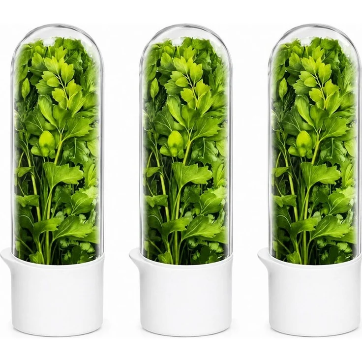 R2 Invest Frischhaltedose Kräuterbehälter für Kühlschrank 3er Set, (3-tlg) – Bild 1