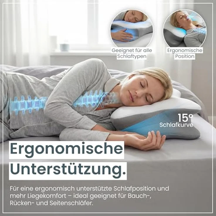 Gentle North Nackenstützkissen Orthopädisches Nackenstützkissen aus hochwertigem Memory Foam – Bild 4