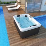 TroniTechnik Whirlpool Outdoor Whirlpool LEVANZO weiß, (3-tlg), LED, Heizungs-, Whirlpool-, Licht,- Pumpensteuerung