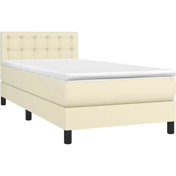 vidaXL Boxspringbett mit Matratze Creme 90x190 cm Kunstleder 3141097 – Bild 3