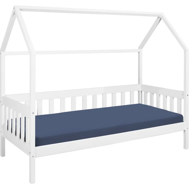 Kinderbett FUNKY HOUSEBED 90x200 weiß Himmelbett Kiefer massiv