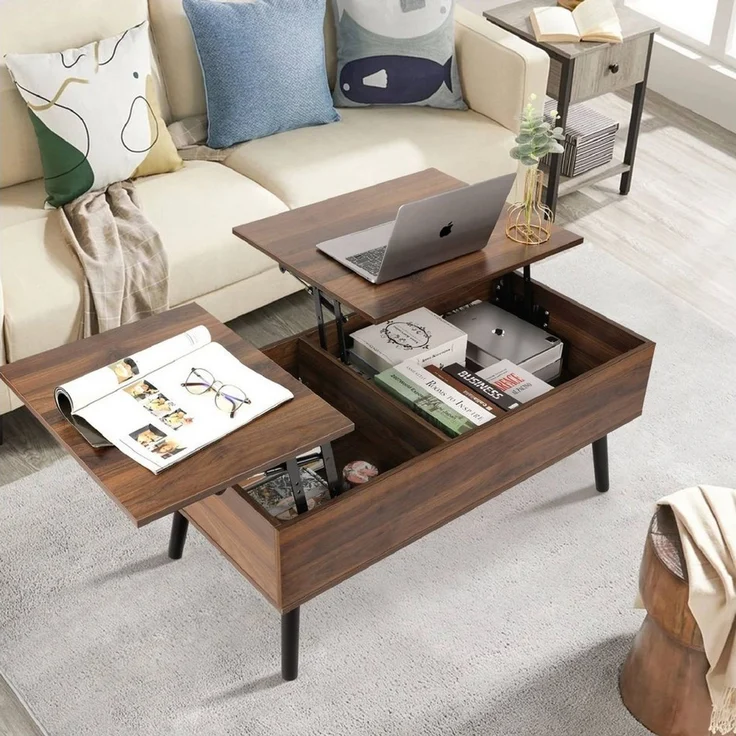 VOWNER Couchtisch Höhenverstellbarer, Wohnzimmertisch, Beistelltisch, Versenkbar, 100x50x42cm – Bild 3