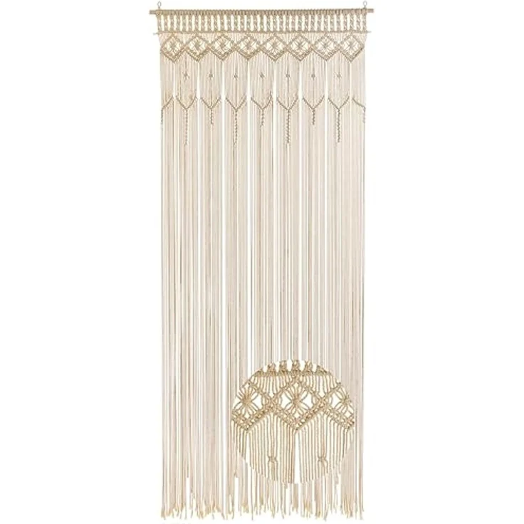 Kobolo Türvorhang Vorhang Instektenschutz LACE beige 132 Stränge 95x210cm (1 St), Schlaufen – Bild 1
