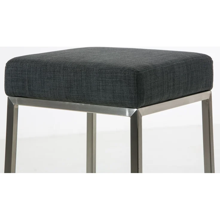 2er Set Barhocker BIDAN - Stoff Dunkelgrau 37x37x85 cm | Barstuhl Mit Lehne Tresenhocker Tresenstuhl Kneipenhocker Kneipenstuhl – Bild 4