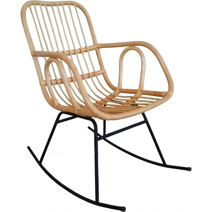 Armlehn-Schaukelstuhl "Astrid" aus Rattan, naturfarben