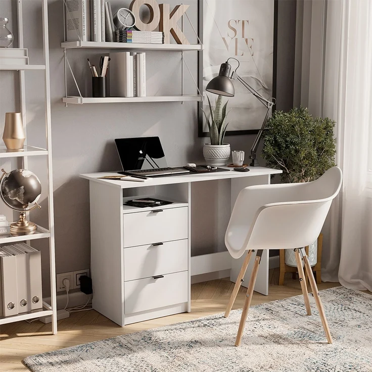 Schreibtisch Meiko Weiß 105 x 50 cm mit Schubladen Vicco – Bild 3