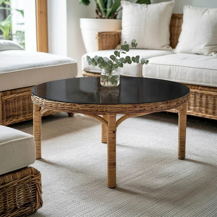 Tulup Tischplatte Glasplatte für Couchtisch Glatte schwarze Farbe Couchtisch Glasplatte – Bild 2