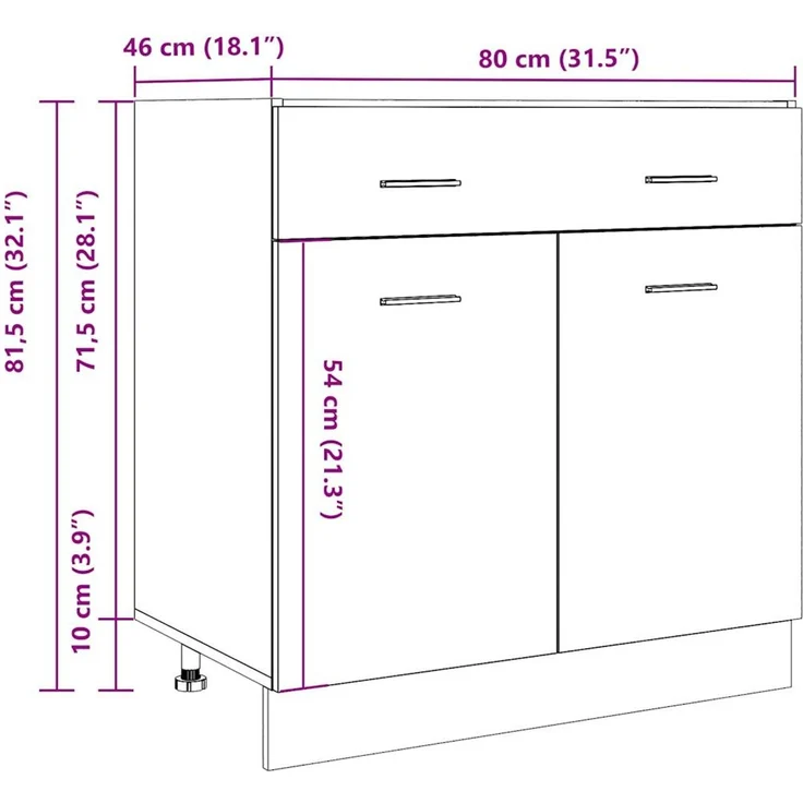 vidaXL Schubunterschrank Lyon Betongrau 80x46x81,5 cm Holzwerkstoff 856091 – Bild 10