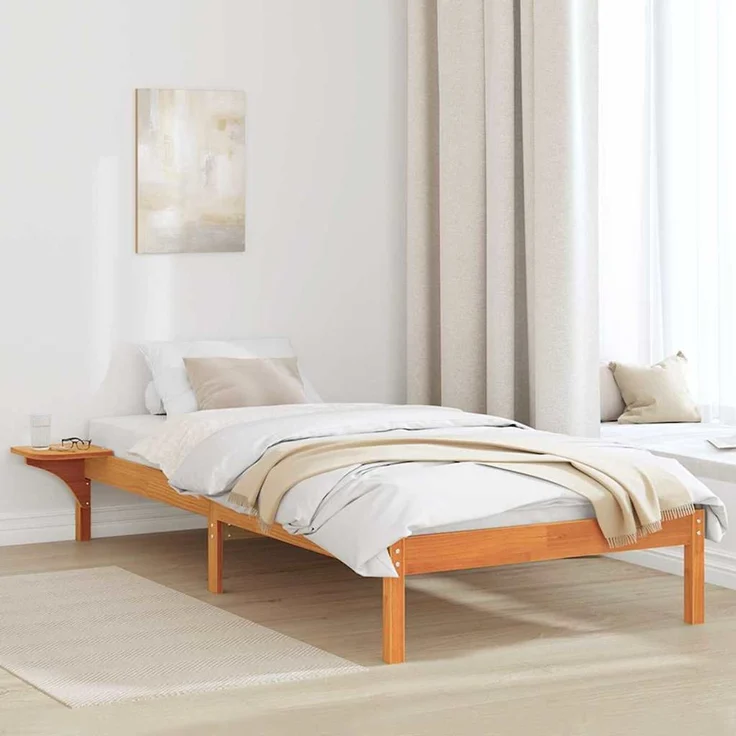 vidaXL Bettrahmen Wachsbraun 90 x 200 cm Massives Kiefernholz 873207 – Bild 1