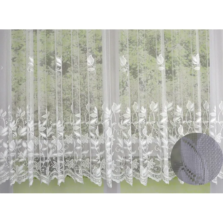 Clever-Kauf-24 Gardine Fertiggardine m. Universalband weiß Edel Jacquard, transparent, Store