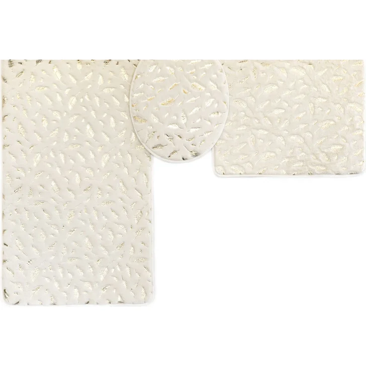 Almina Harmonie 3 Teiliges Bademattenset Rutschfest und Waschbar mit Federmotiv aus Polyester Creme – Bild 1