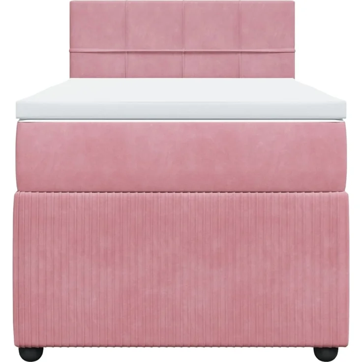 vidaXL Boxspringbett mit Matratze Rosa 100x200 cm Samt 3287667 – Bild 4