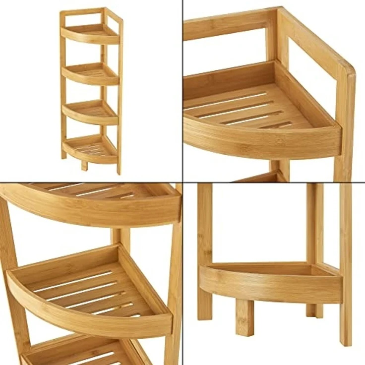 Bambus Badregal Lestijärvi Eckregal mit 4 Ablagen 80x23x23cm [en. casa] – Bild 6