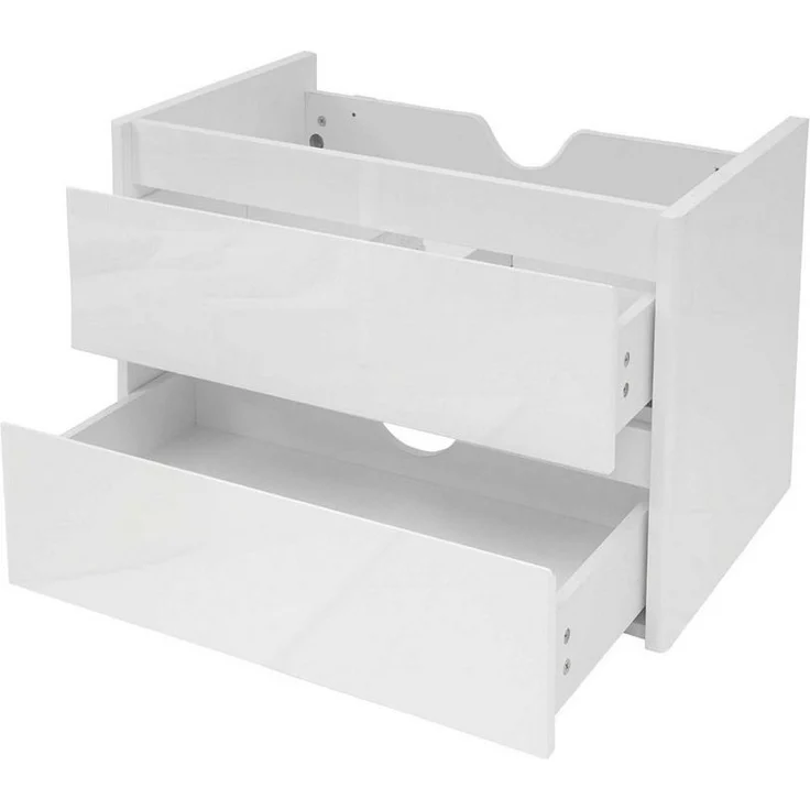 MCW Waschbeckenunterschrank MCW-B19-WU (1-St) Hochglanz-Optik, Soft-Close-System, 2 Schubladen, Zur Wandmontage – Bild 2