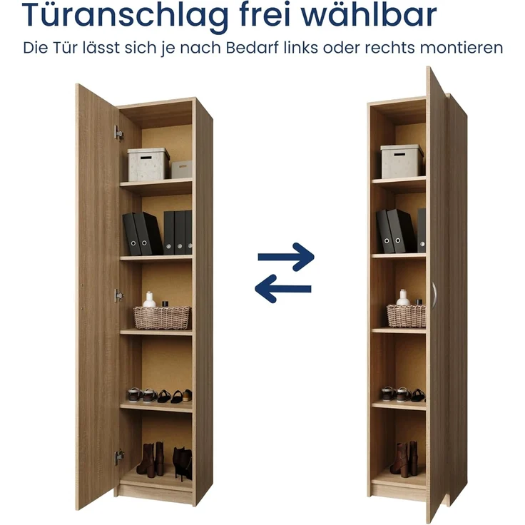 Home Collective Regal mit 5 Ebenen Aktenschrank mit 4 Einlegeböden und 1 Tür, in mattem Finish Standregal 39 cm breit sonoma – Bild 4