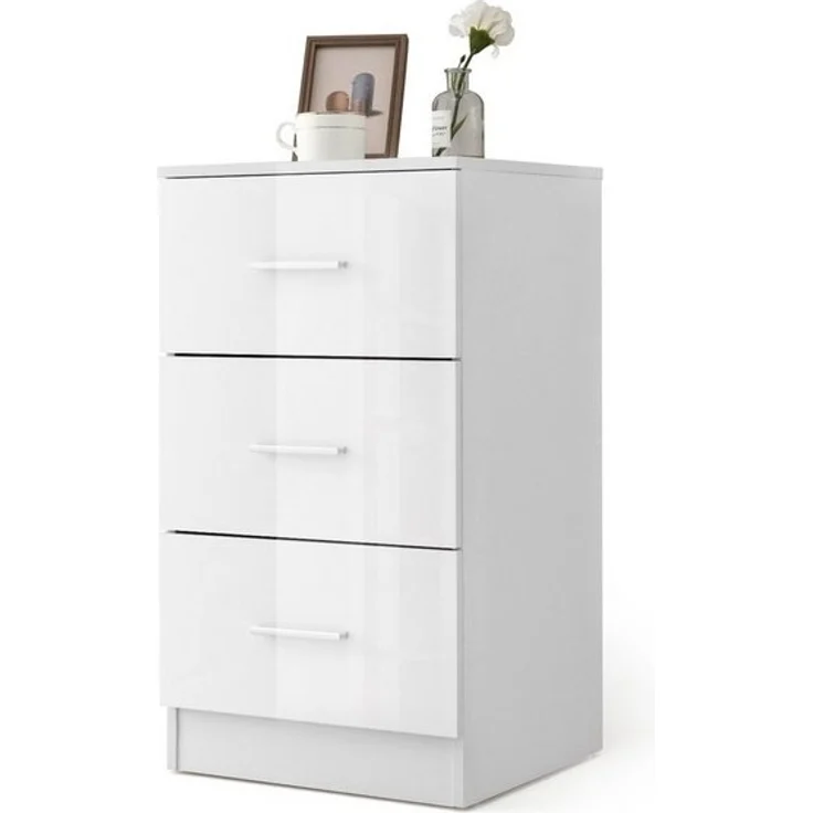 COSTWAY Nachttisch (1-St), mit 3 Schubladen, 37 x 34 x 66,5 cm, weiß – Bild 4