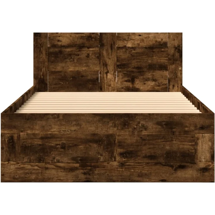 vidaXL Bettgestell mit Kopfteil Räuchereiche 75x190 cm Holzwerkstoff 3295622 – Bild 4