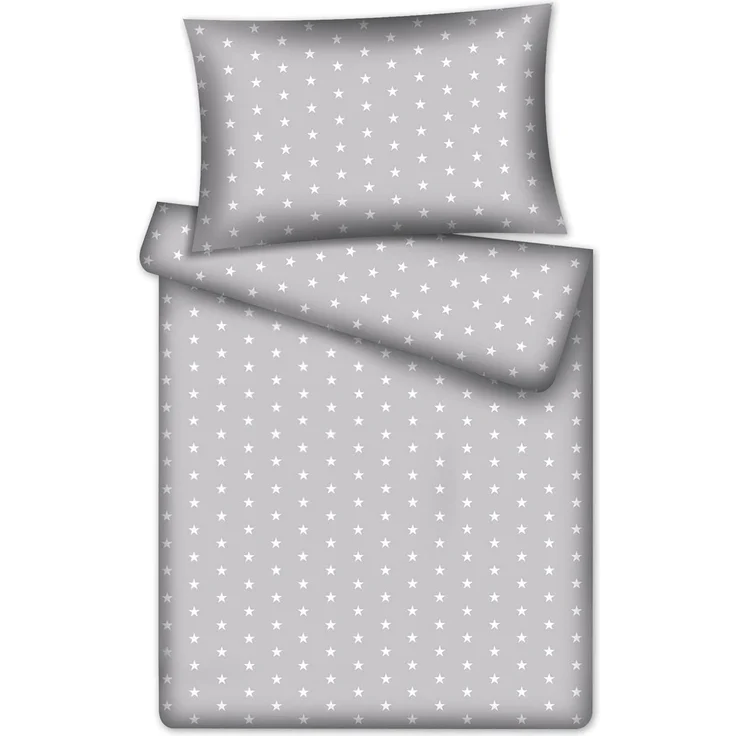 KiGATEX Kinderbettwäsche Stars 100% Baumwolle 40x60/100x135 cm, Reißverschluss