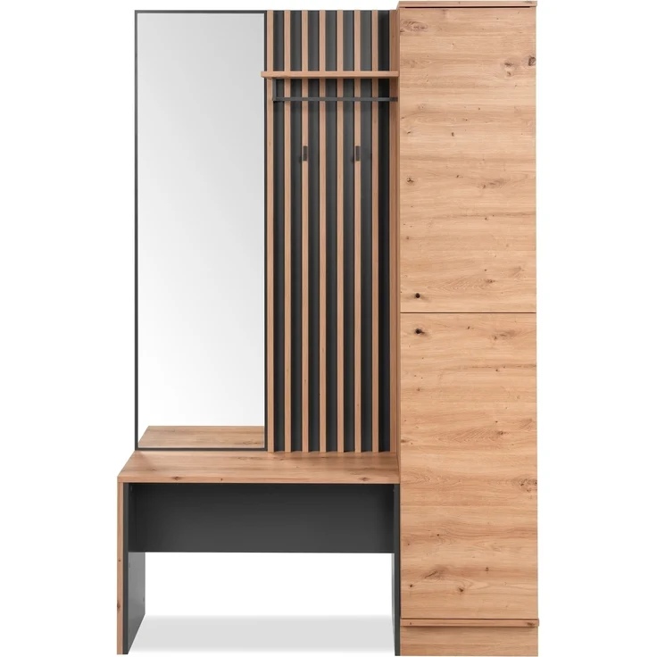 Kompaktgarderobe >Medan< in Dekor Artisan Oak / anthrazit - 122x190x37cm (BxHxT) – Bild 6