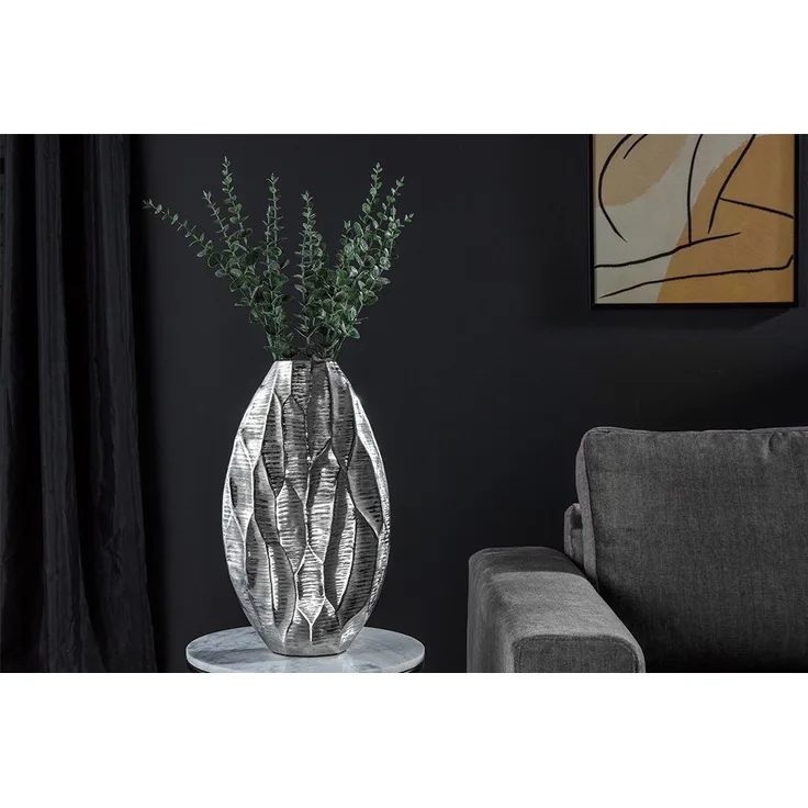 riess-ambiente Tischvase ORGANIC ORIENT 44cm silber (1 St), Wohnzimmer · Dekoration · Metall · Blumen