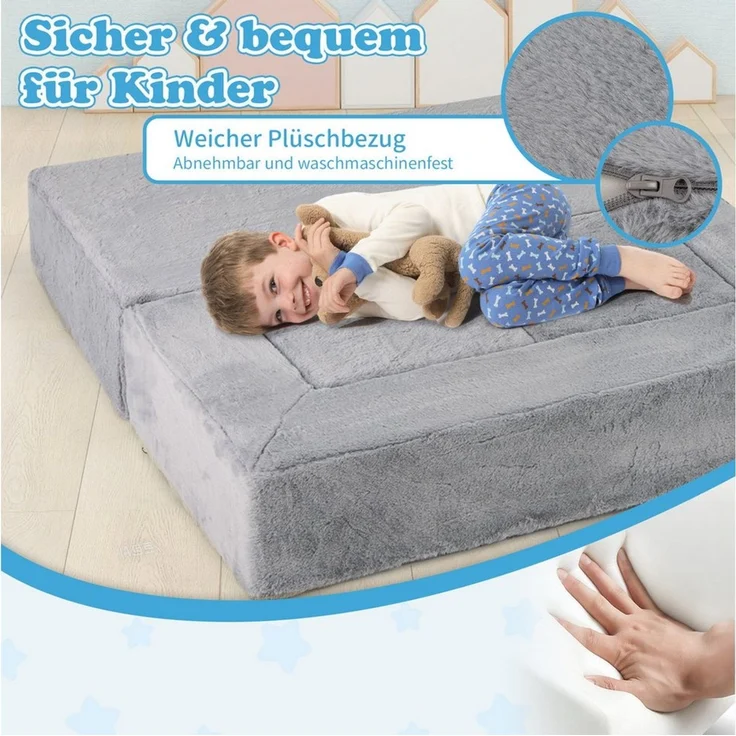 COSTWAY Kindersofa, Modulares Spielsofa für 2 Kinder, 100 x 52 x 42 cm – Bild 2