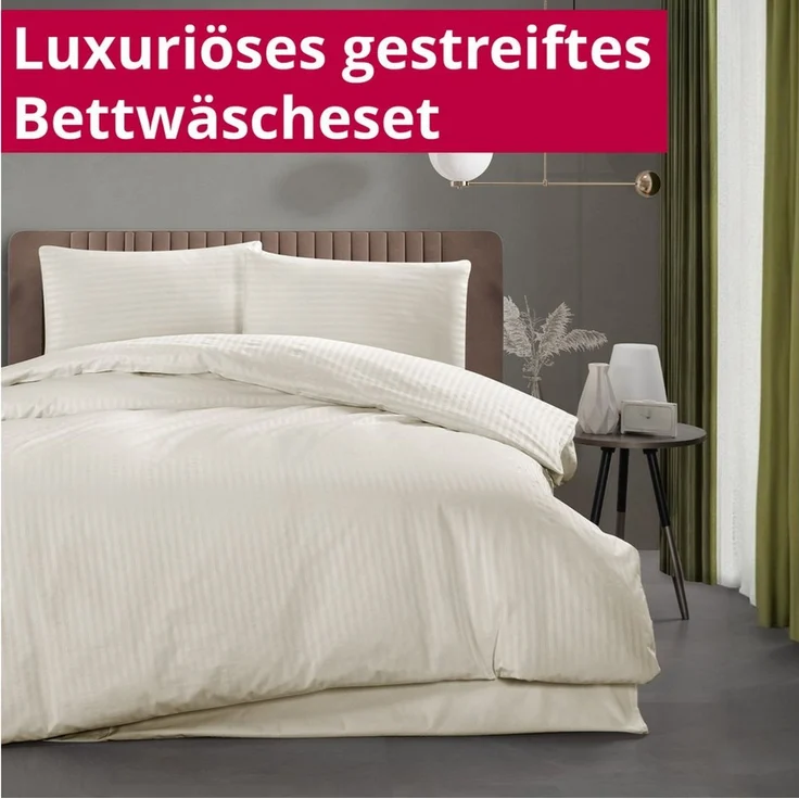 DecoHomeTextil Heimtextilmanufaktur Bettwäsche Set Bettgarnitur mit Reißverschluss Polycotton Streifen – Bild 2