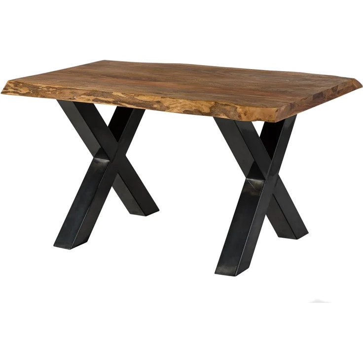 Baumtisch Sheesham 160x90x77 natur gebeizt / X-Beine anthrazit glänzend FREEFORM 5 – Bild 10
