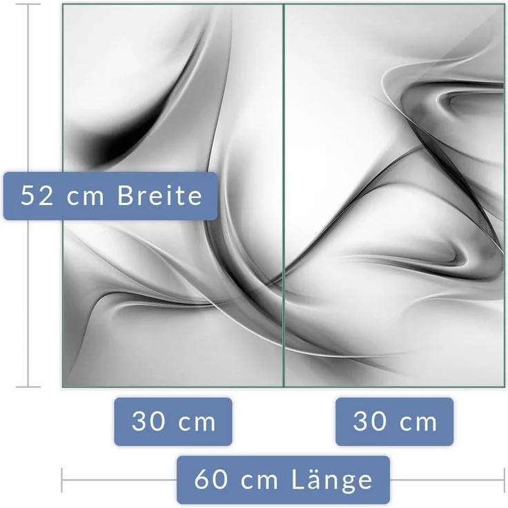 Herdabdeckplatte Abdeckung Ceranfeld Abdeckplatte Schneidebrett 2-Teilig 60x52 Abstraktion Grau Spritzschutz Glasplatte Ceranfeldabdeckung Schutz Herdschutz Sicherheitsglas Glasschneidebrett 2 x 30 x 52 – Bild 2