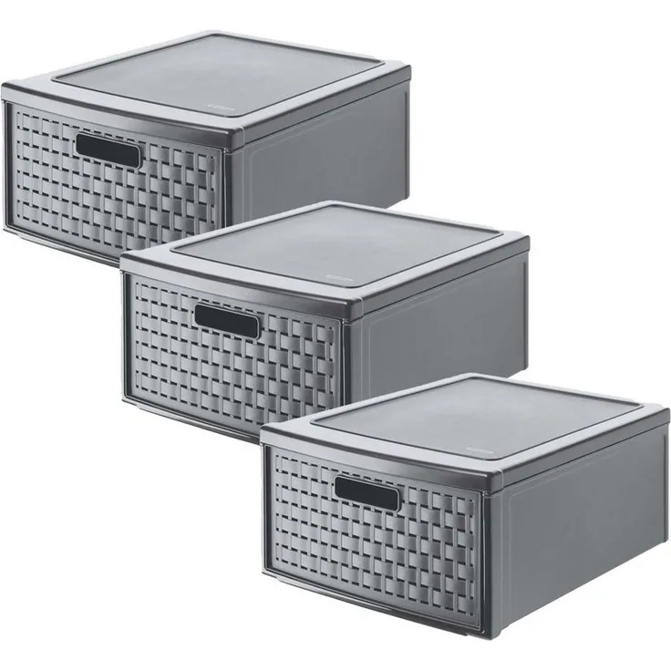 ROTHO Aufbewahrungsbox 3er-Set Schubladenbox COUNTRY 19l