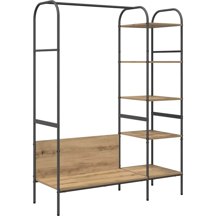 vidaXL Kleiderständer mit Regal Beige 120 x 44 x 160 cm Holzwerkstoff 868450 – Bild 1