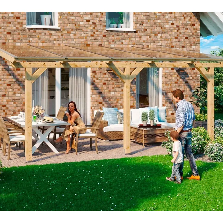 Skan Holz Holz Terrassenüberdachung Andria | Natur