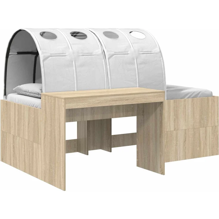 vidaXL Bett mit Tunnel 3 Stk. Artisian Eiche und Weiß Holzwerkstoff 3423665 – Bild 2