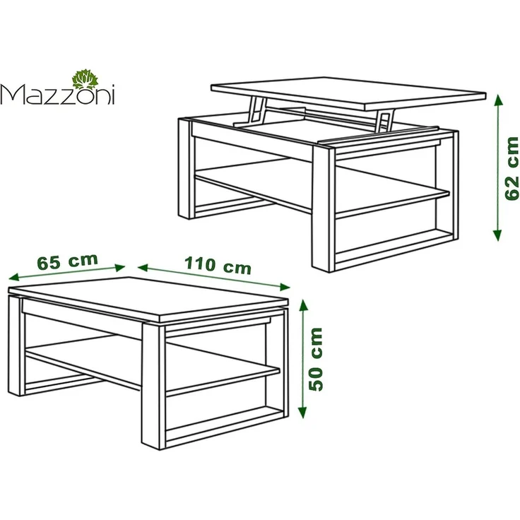 designimpex Couchtisch Design Multifunktionstisch Nuo Arbeitstisch Tisch Ablage Esstisch – Bild 2