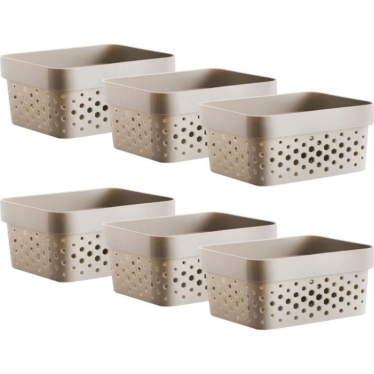 Hermia Concept 'Penta 1,4 lt - Beige' Korb-Set (6-teilig), Beige, 15 x 10 x 8 cm, 1,4 l – Bild 3