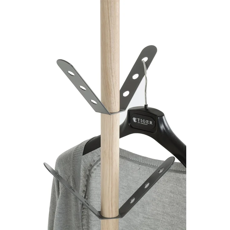 Haku Garderobenständer rund, Stahlrohr mit Buche-Gestell und Marmorfuß, 8 Haken, anthrazit-natur, Ø 37 cm, H 179 cm – Bild 3