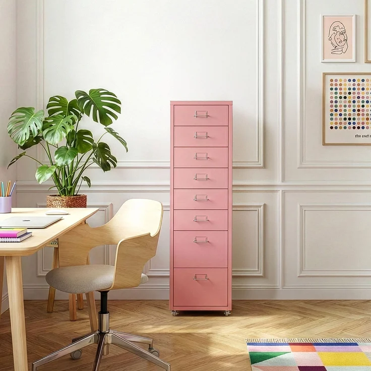 Rollcontainer Kökar mit 8 Schubladen 109x28x41 cm Rosa [en. casa] – Bild 2