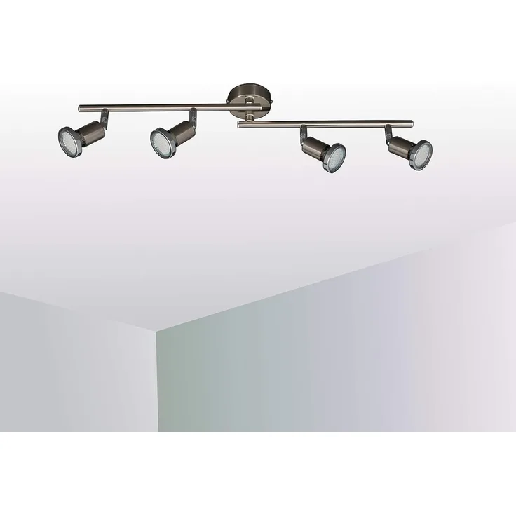 TRANGO LED Deckenspots, 4-flammig 2935-042 LED Deckenleuchte FINNO in Edelstahl-Optik inkl. 4x 3 Watt GU10 LED Leuchtmittel I Deckenlampe I Deckenstrahler I Deckenspots, Wohnzimmer Lampe schwenkbar und drehbar