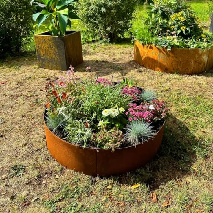 Czaja Pflanzkübel Pflanzring Ø 100 cm Edelrost - Hochbeet Pflanzgefäß Pflanzkübel, unberostet geliefert, rostet mit der Zeit – Bild 2