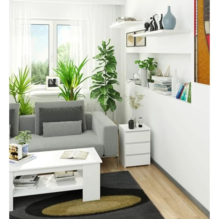 Home Collective Kommode 40 cm breit Holz Highboard Sideboard für Flur Schlafzimmer Wohnzimmer (Mehrzweckschrank Schrank schmal Kommode Schlafzimmer mit Schubladen), Kinderzimmer Organizer, 57 cm hoch mit 3 Schubladen weiß – Bild 3