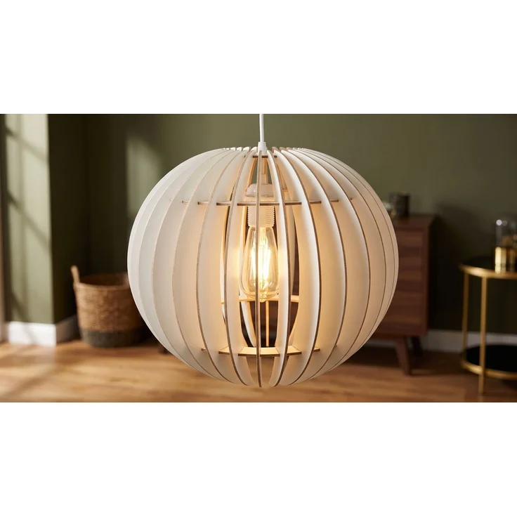 KAWOLA Hängelampe BOLZANO Holz weiß 70 x 36 x 36 cm – Bild 1