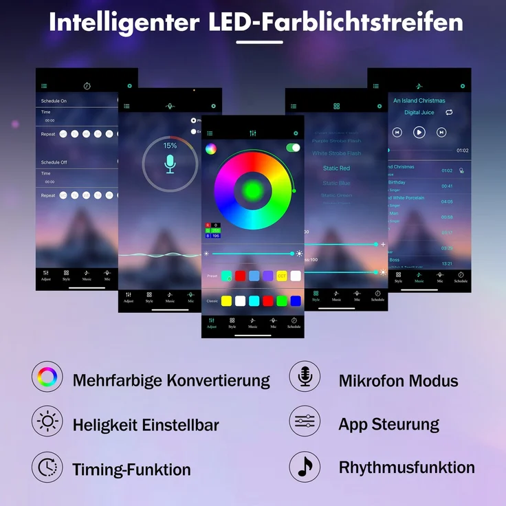 Merax Buffetschränke, Esszimmer-Hochschrank 100*40*185 cm, mehrstufigem Stauraum, integrierter Steckdose sowie USB-C- und USB-A-Anschlüssen,Mit farbigem Lichtstreifen, Eichenfarbe – Bild 5