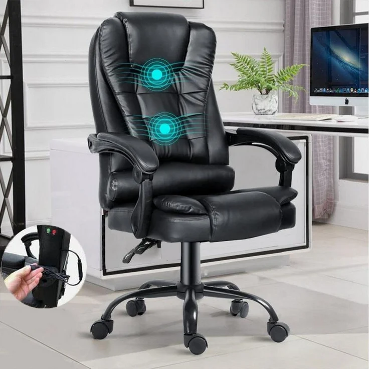 oyajia Bürostuhl Ergonomischer Bürostuhl Massage Chefsessel Drehstuhl Gaming Büro Stuhl, Drehsessel mit verstellbare Lendenkissen, Kopfkissen und Armlehnen – Bild 1