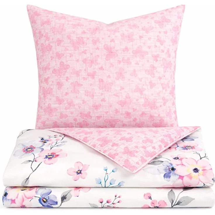 Renforce Bettwäsche mit Reißverschluss - Wendebettwäsche aus 100% Baumwolle, Florales Design 200x200 cm + 2 x 80 x 80 cm – Bild 1