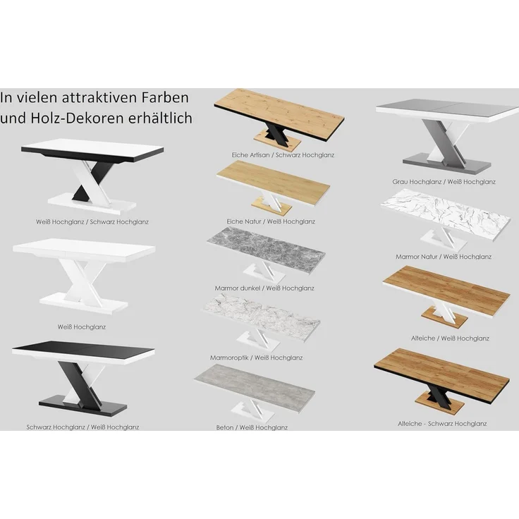 designimpex Esstisch Design Tisch HEN-111 Weiß Hochglanz ausziehbar 160 bis 256 cm – Bild 6
