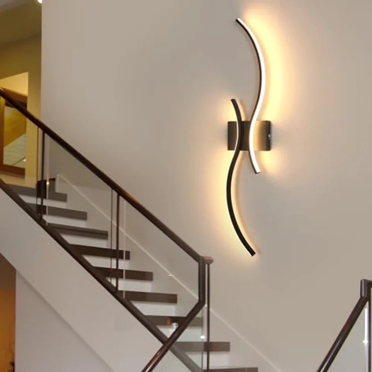 Goeco LED Wandleuchte Innen 80 cm Lang Wandlampe Dimmbare 2 Fimmige 3000K-6500K, Memory-Funktion, Modern LED Wandbeleuchtung Schwarz für Flur Treppenhaus Wohnzimmer Schlafzimmer – Bild 9